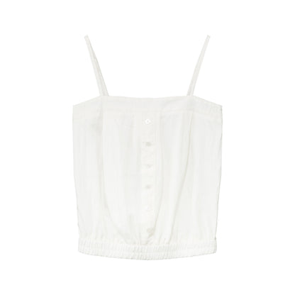 RUN_TO_THE_FUTURE_White_Button_Square_Neck_Elastic_Hem_Loose_Women&