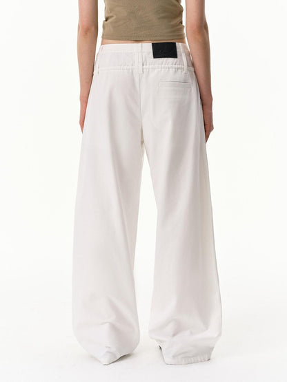 RUN TO THE FUTURE White Double Waist Drawstring Curved Women&