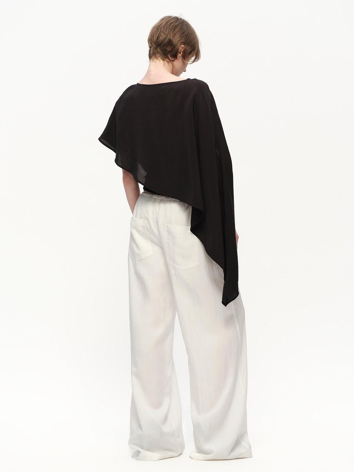 RUN TO THE FUTURE White Drawstring Mid Rise Straight Relaxed Women&
