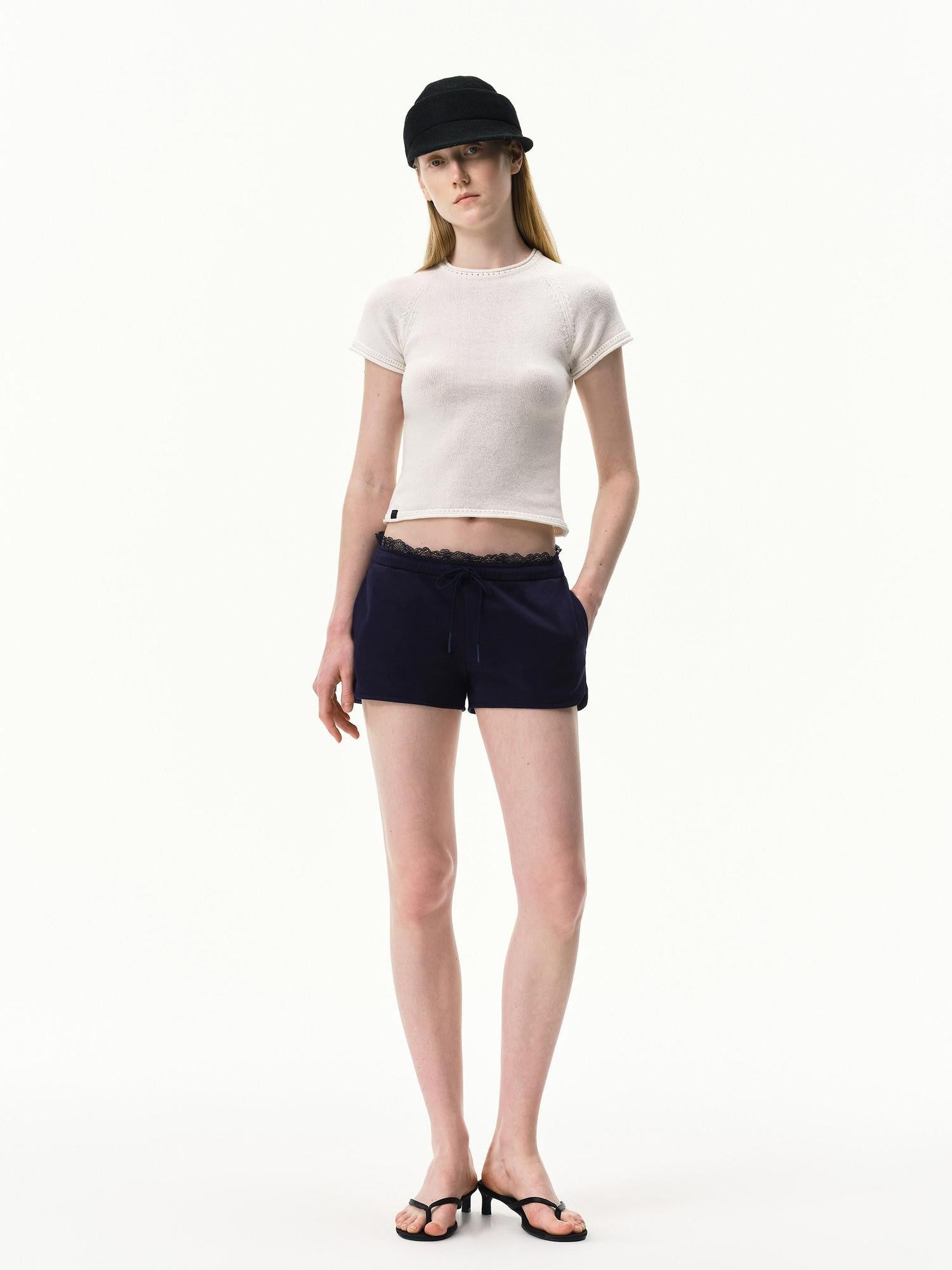 RUN TO THE FUTURE White Knit Raglan Slim Women&