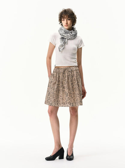 RUN TO THE FUTURE White Leopard Print Ruched Drawstring Tie Women&
