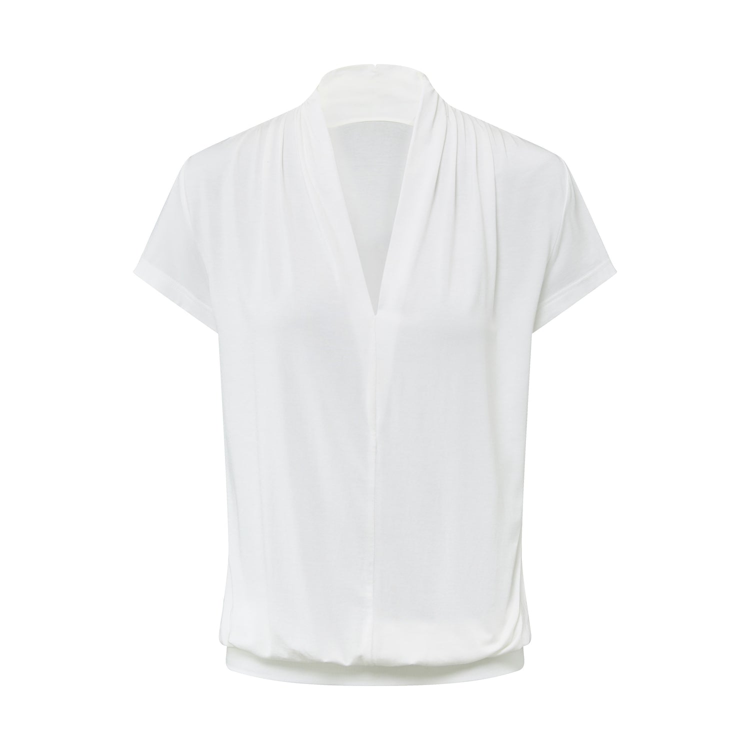 RUN_TO_THE_FUTURE_White_V-neck_Ruched_Hem_Women&