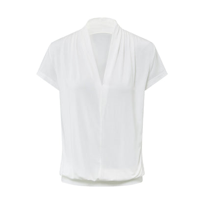 RUN_TO_THE_FUTURE_White_V-neck_Ruched_Hem_Women&
