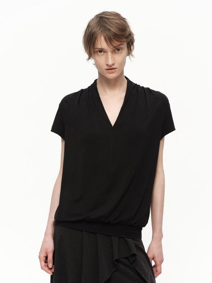 RUN TO THE FUTURE White V-neck Ruched Hem Women&