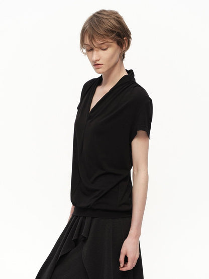 RUN TO THE FUTURE White V-neck Ruched Hem Women&