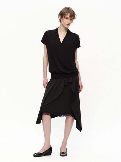 RUN TO THE FUTURE White V-neck Ruched Hem Women&