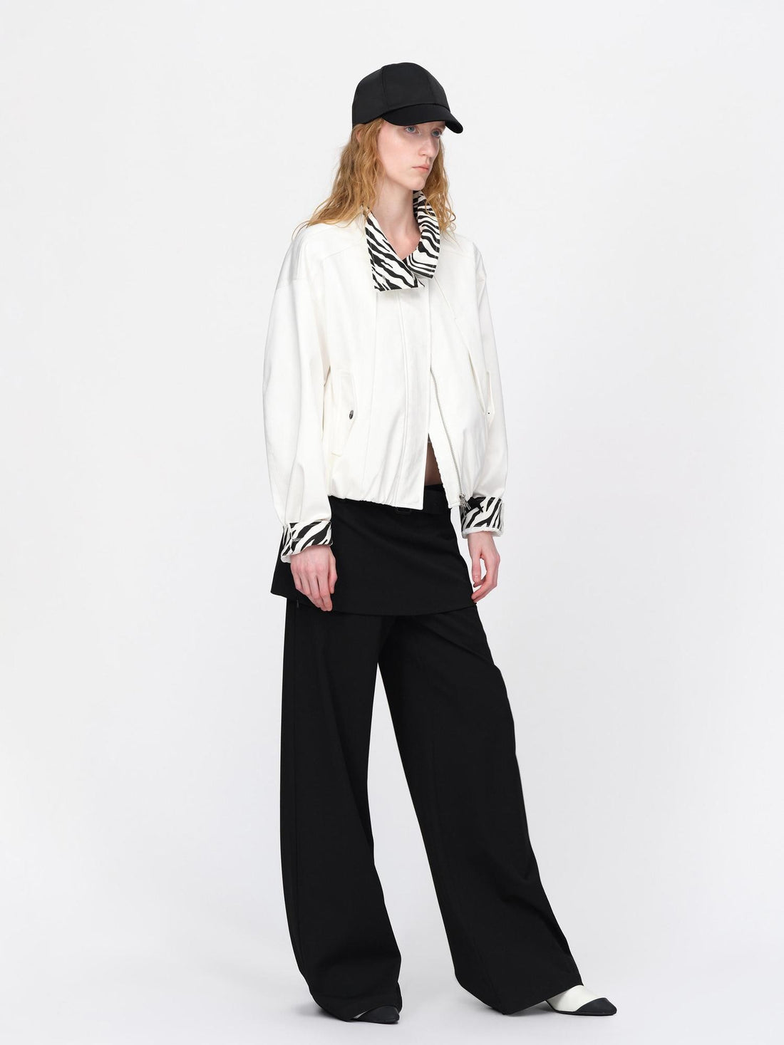 RUN TO THE FUTURE Zebra Print Cocoon Oversized High Neck Women&