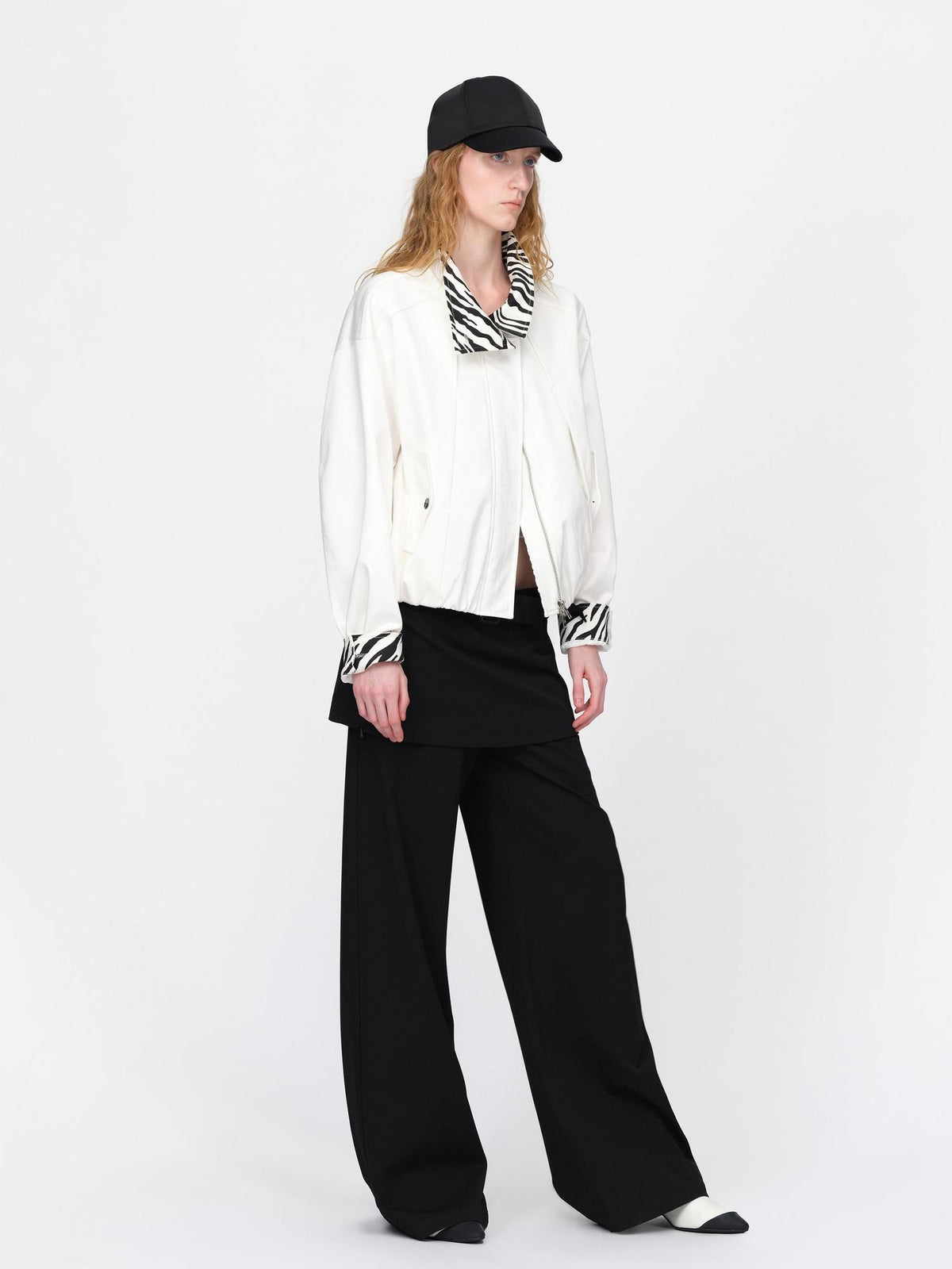 RUN TO THE FUTURE Zebra Print Cocoon Oversized High Neck Women&