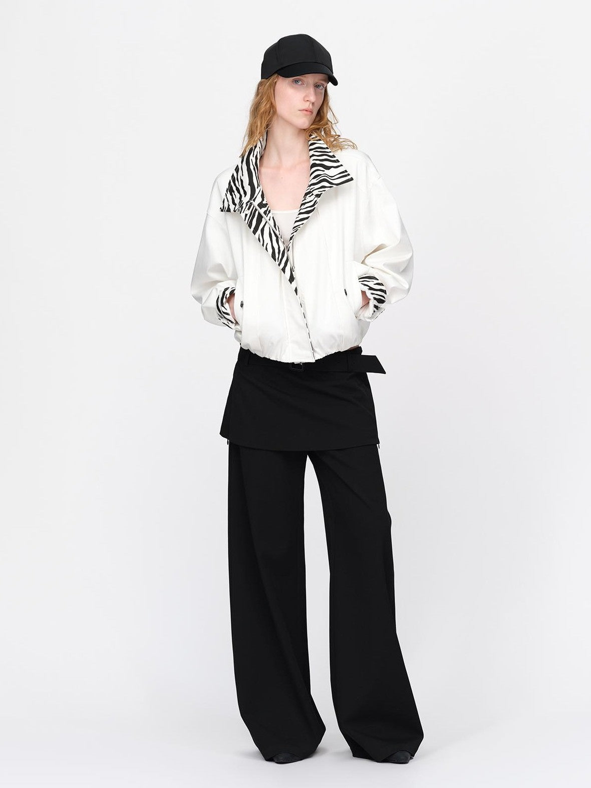 RUN TO THE FUTURE Zebra Print Cocoon Oversized High Neck Women&