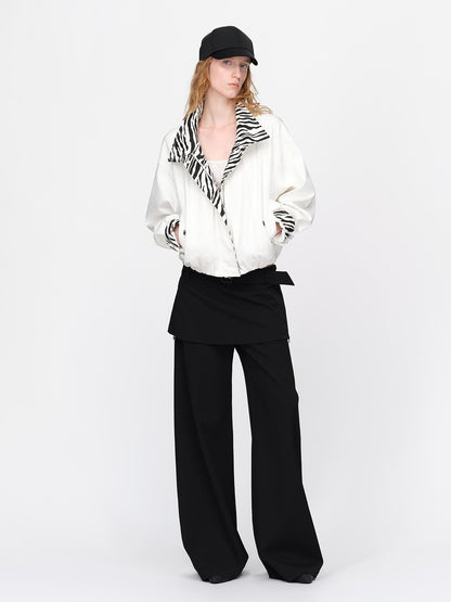 RUN TO THE FUTURE Zebra Print Cocoon Oversized High Neck Women&