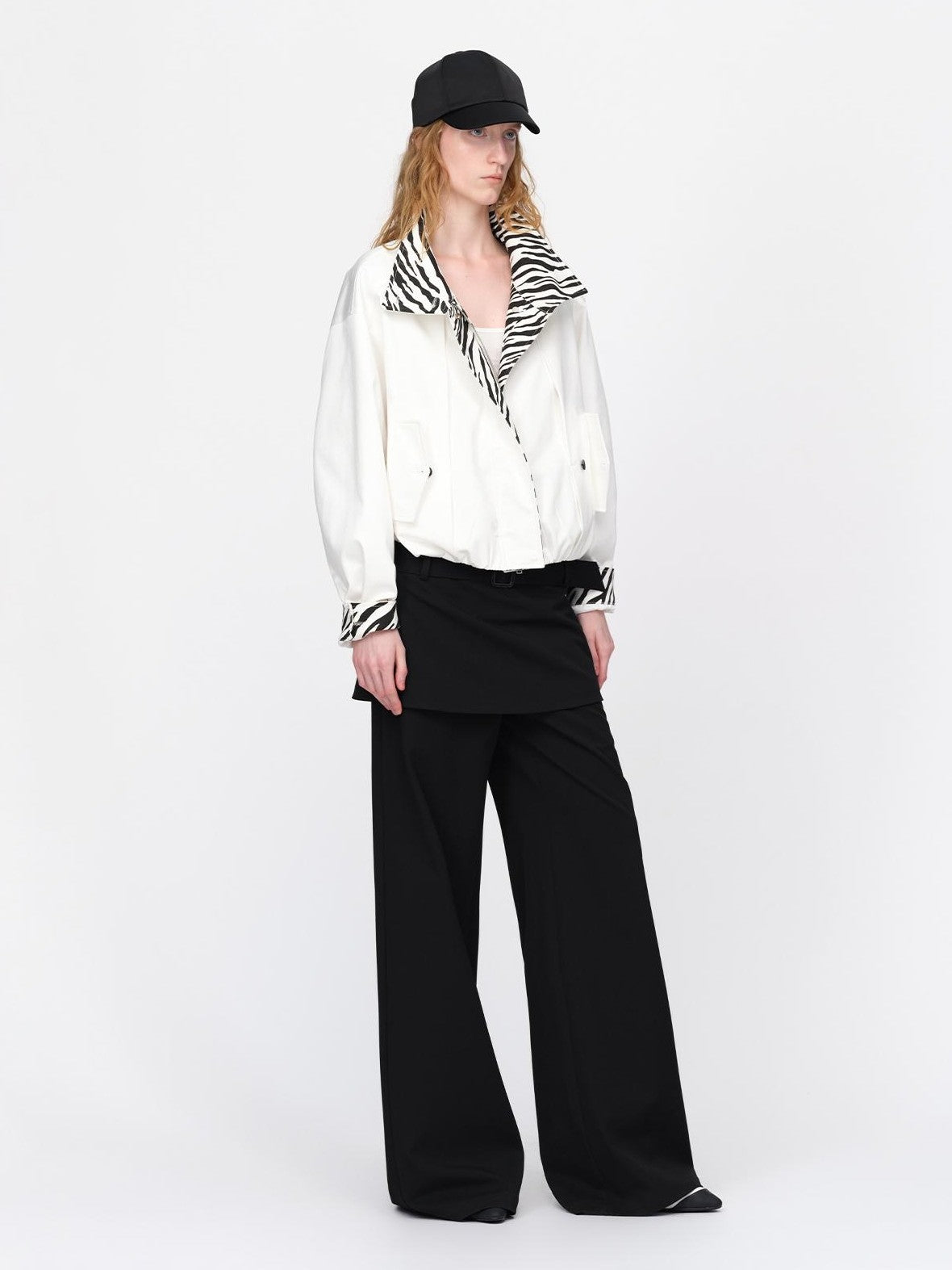 RUN TO THE FUTURE Zebra Print Cocoon Oversized High Neck Women&