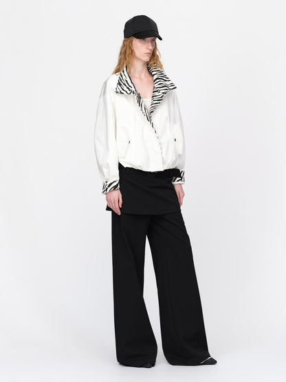 RUN TO THE FUTURE Zebra Print Cocoon Oversized High Neck Women&