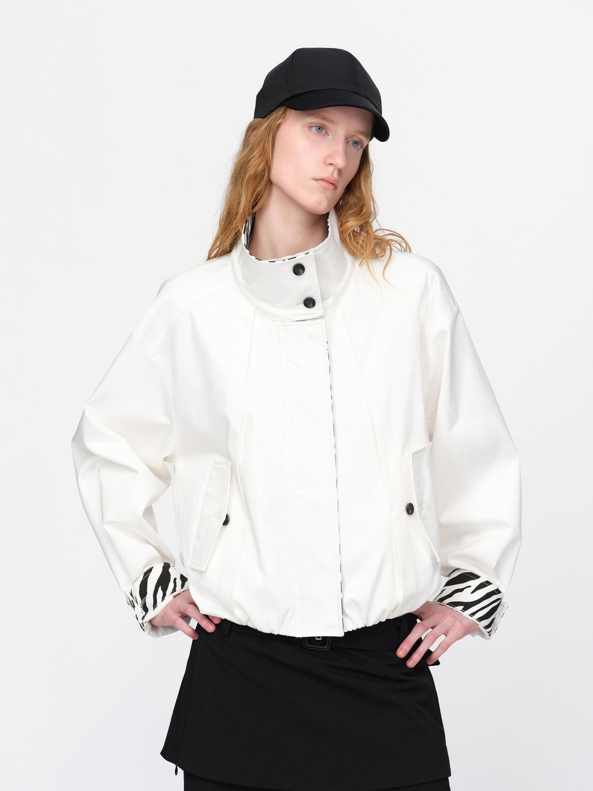 RUN TO THE FUTURE Zebra Print Cocoon Oversized High Neck Women&