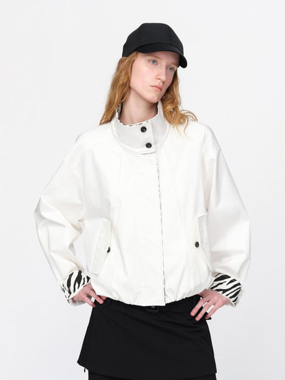 RUN TO THE FUTURE Zebra Print Cocoon Oversized High Neck Women&