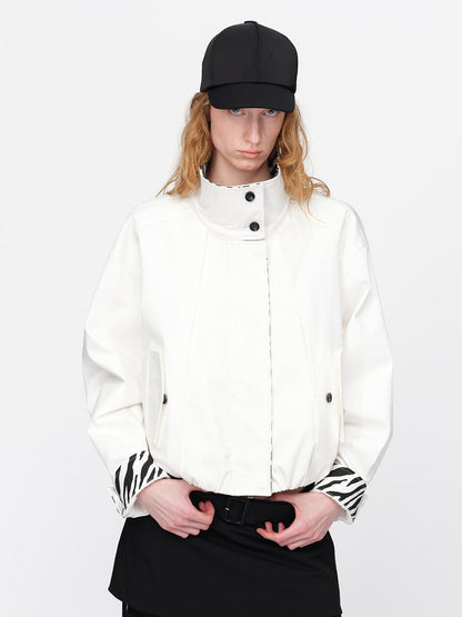 RUN TO THE FUTURE Zebra Print Cocoon Oversized High Neck Women&