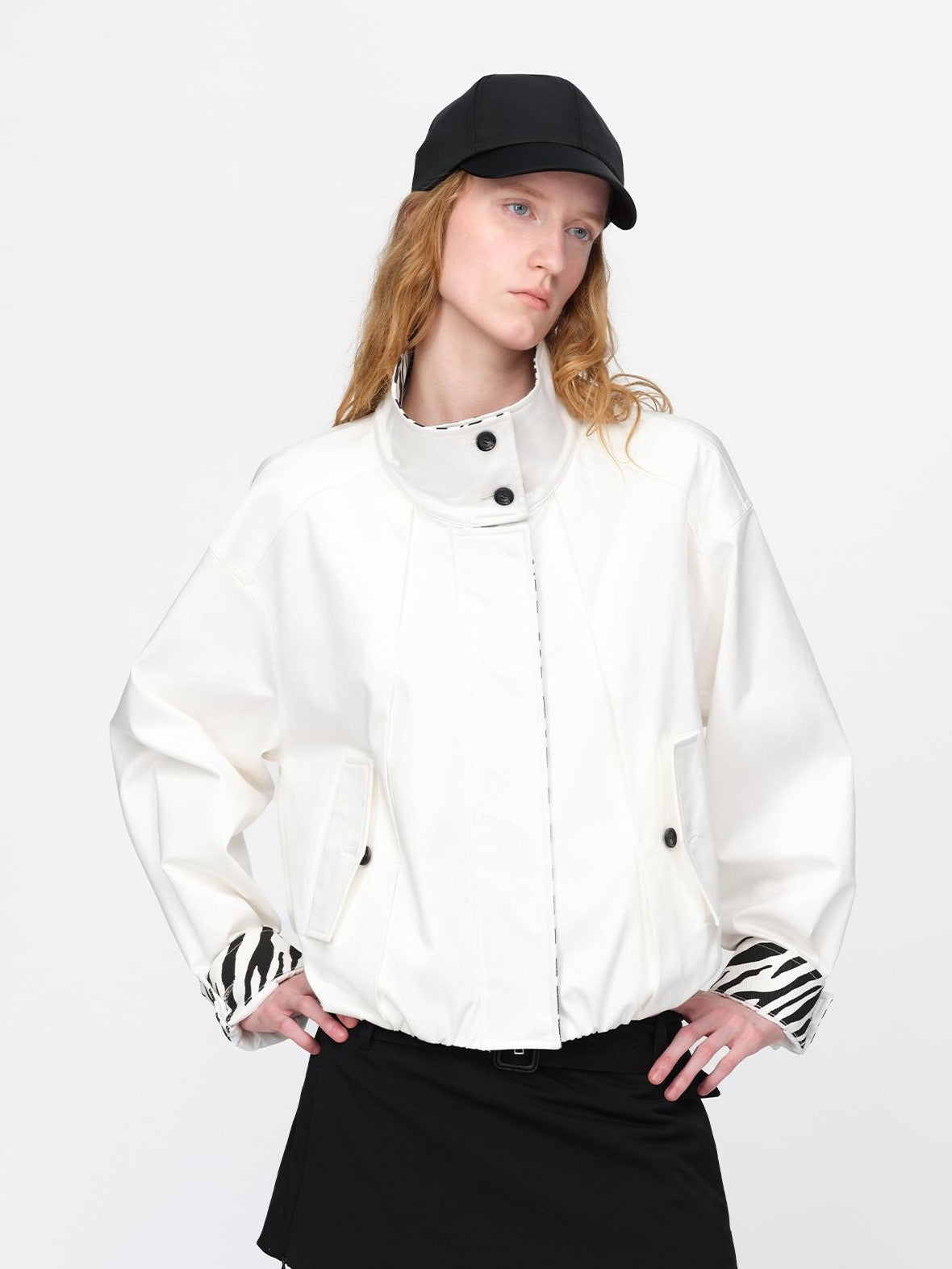 RUN TO THE FUTURE Zebra Print Cocoon Oversized High Neck Women&