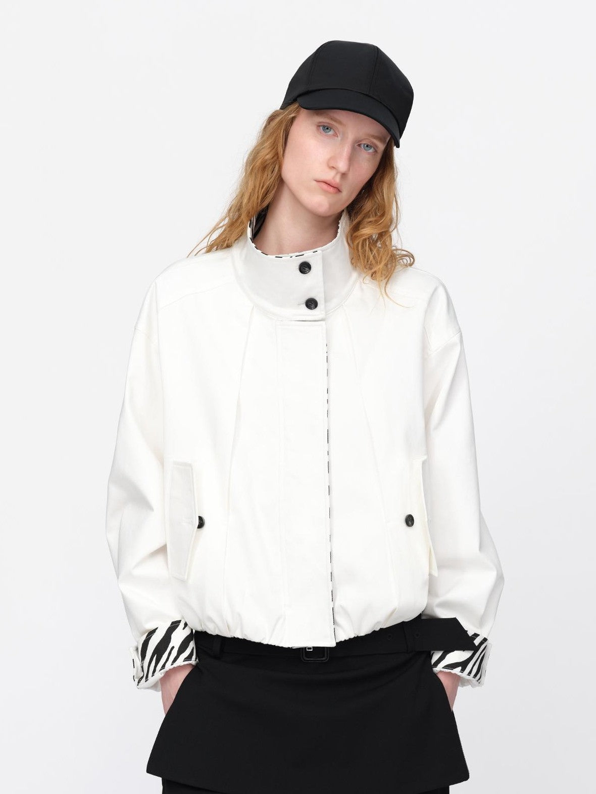 RUN TO THE FUTURE Zebra Print Cocoon Oversized High Neck Women&