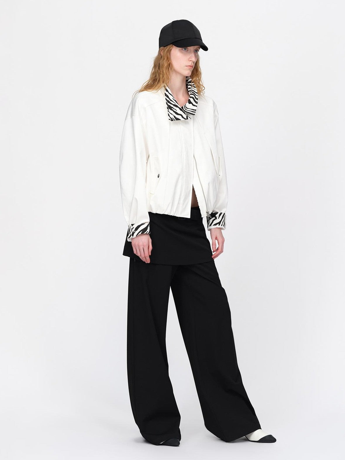 RUN TO THE FUTURE Zebra Print Cocoon Oversized High Neck Women&