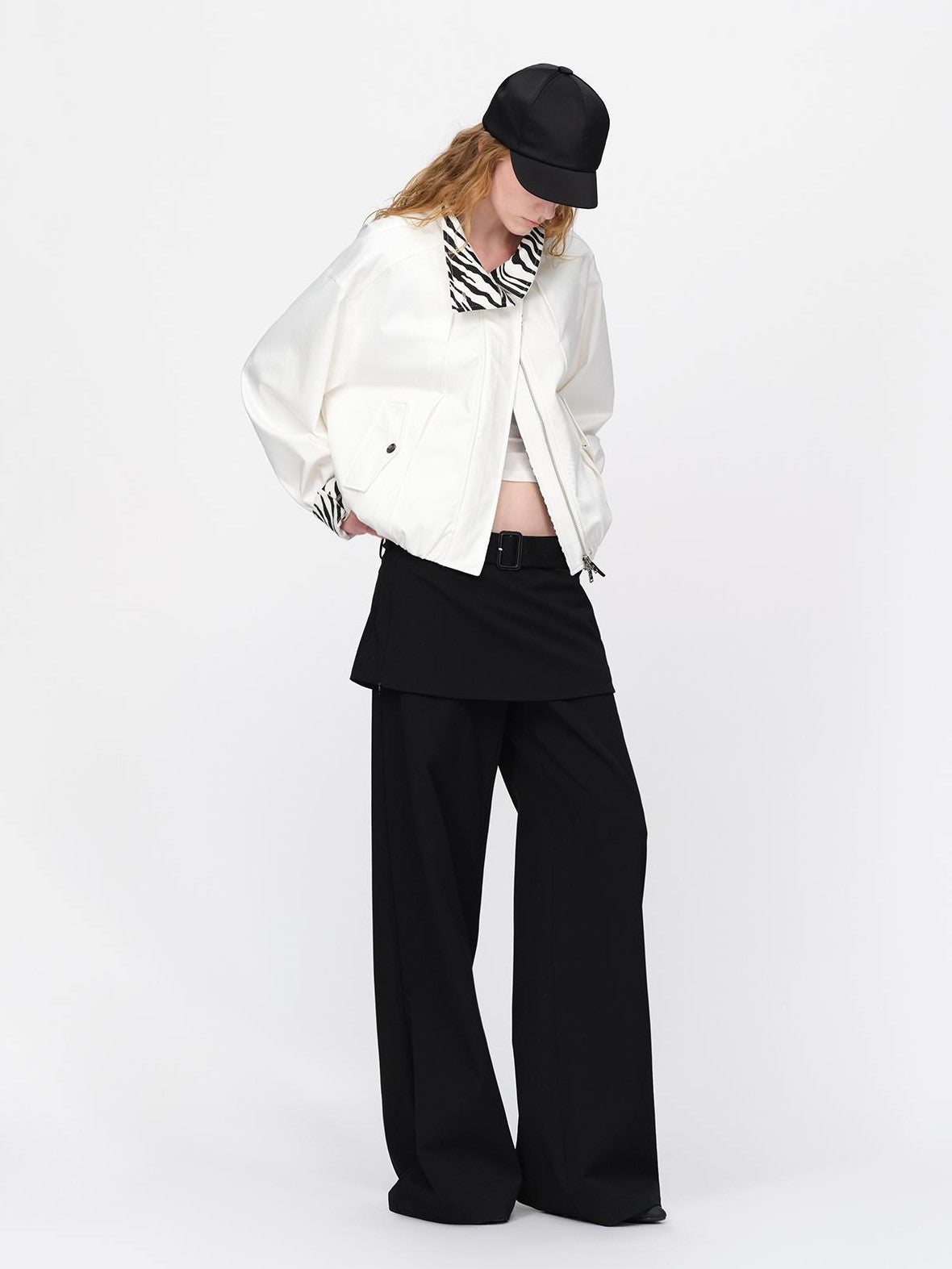 RUN TO THE FUTURE Zebra Print Cocoon Oversized High Neck Women&