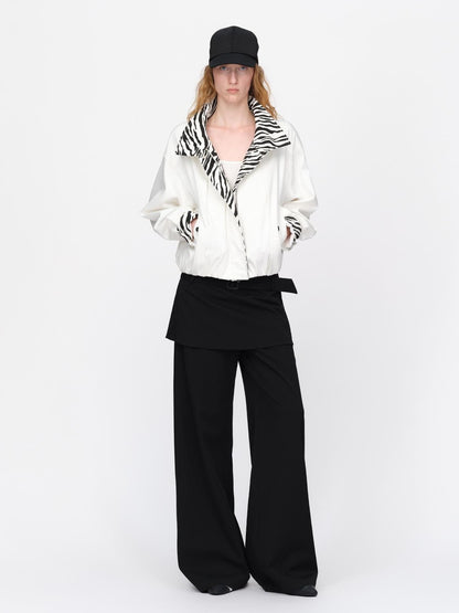 RUN TO THE FUTURE Zebra Print Cocoon Oversized High Neck Women&