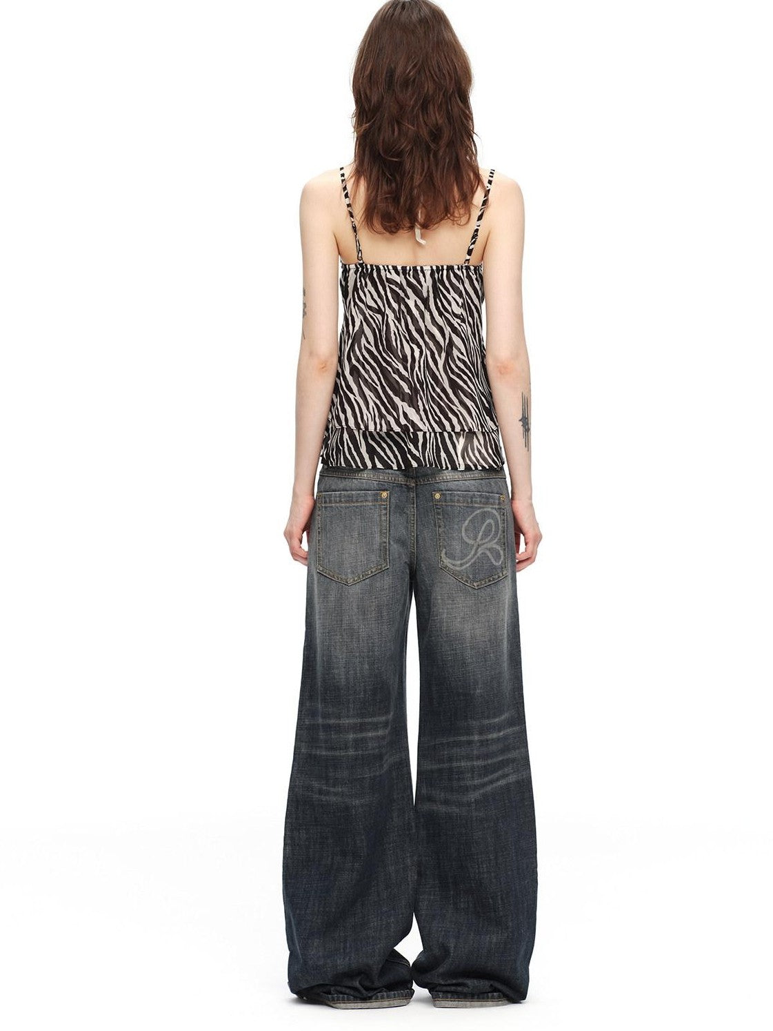 RUN TO THE FUTURE Zebra Print V-neck Open Back Women&