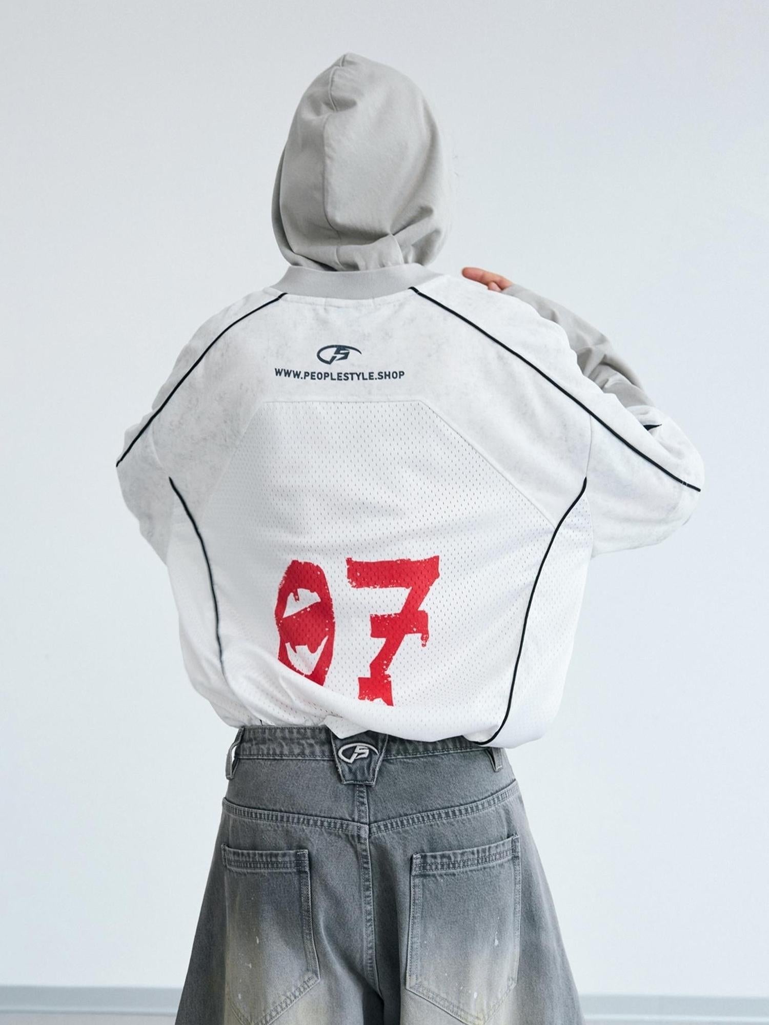 Peoplesense Racing Stitch Quick Dry Fake Two Piece Hooded Sport Tee