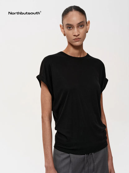 Raglan Batwing Sleeve Cropped Relaxed Fit T-Shirt