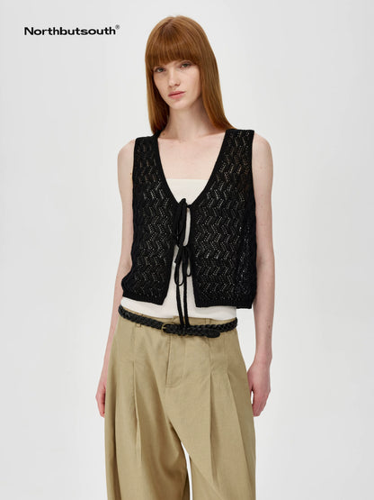 Ramie Lace Knit Layering Vacation Vest