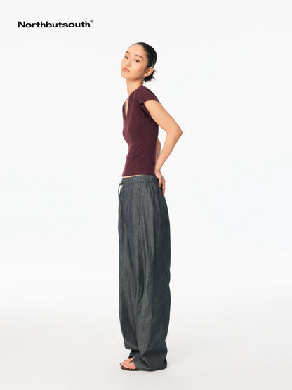 Raw Denim Texture Relaxed Casual Women&
