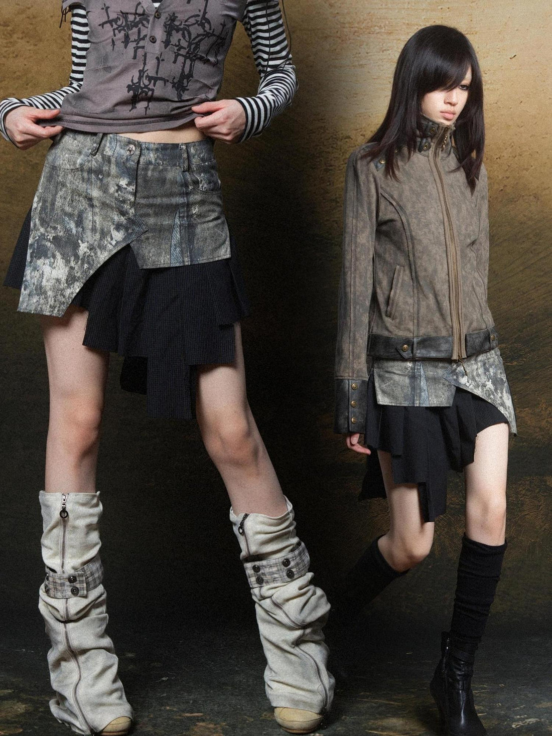 ARIADNAw Rebel Edge Asym Cut Low Waist Punk Skirt