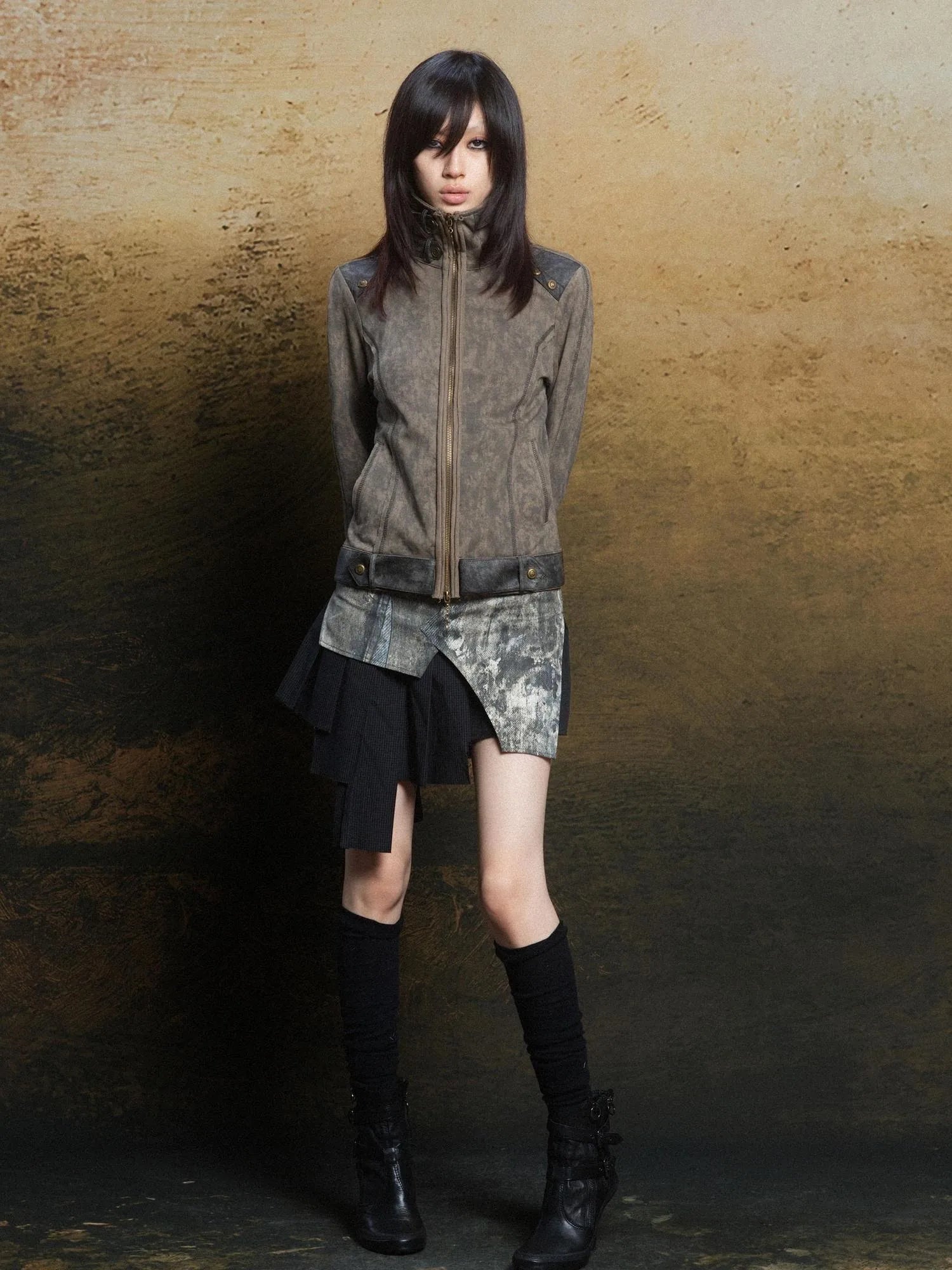 Rebel Edge Asym Cut Low Waist Punk Skirt