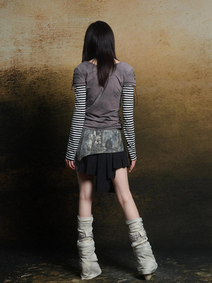 Rebel Edge Asym Cut Low Waist Punk Skirt