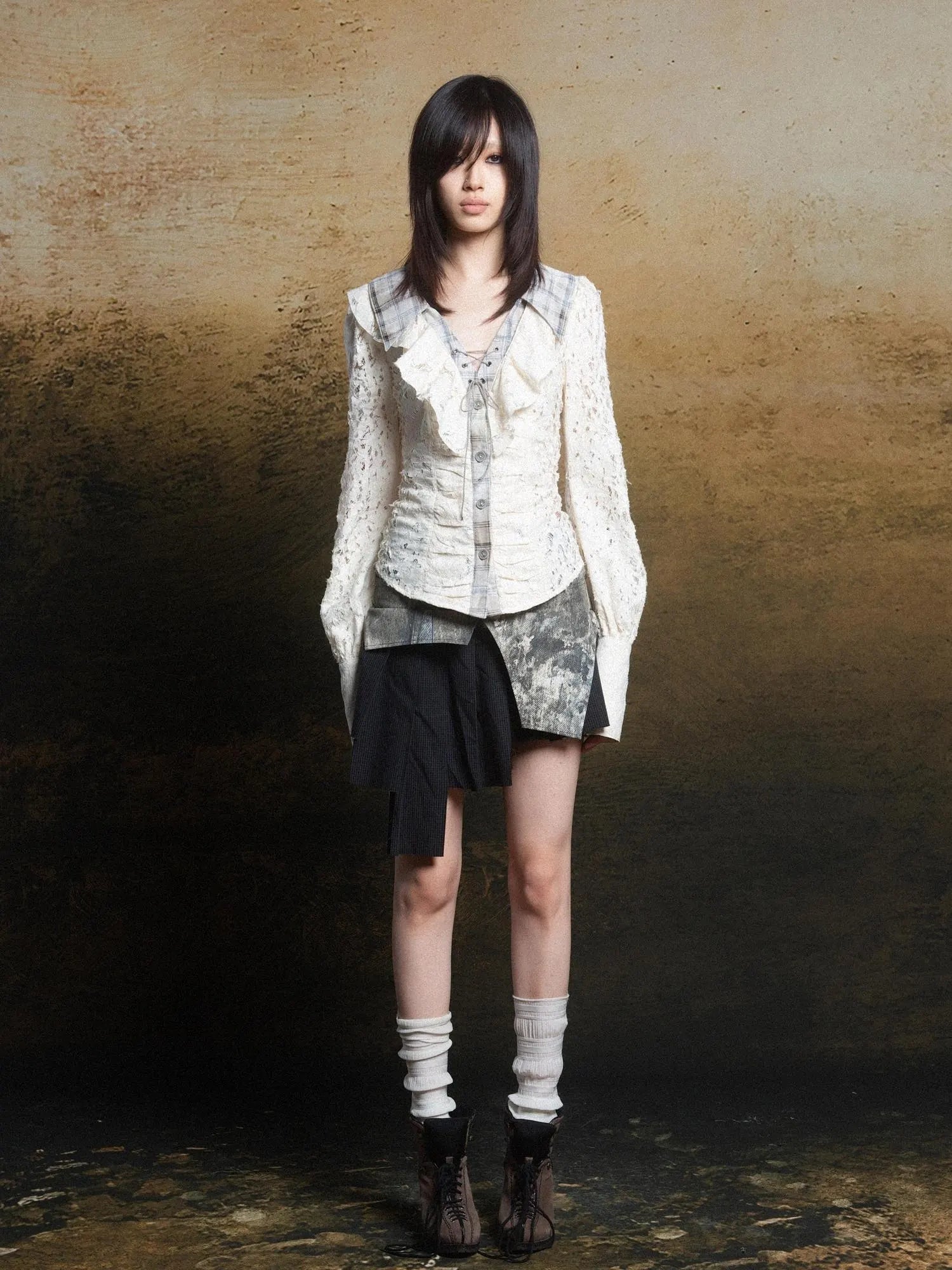 Rebel Edge Asym Cut Low Waist Punk Skirt