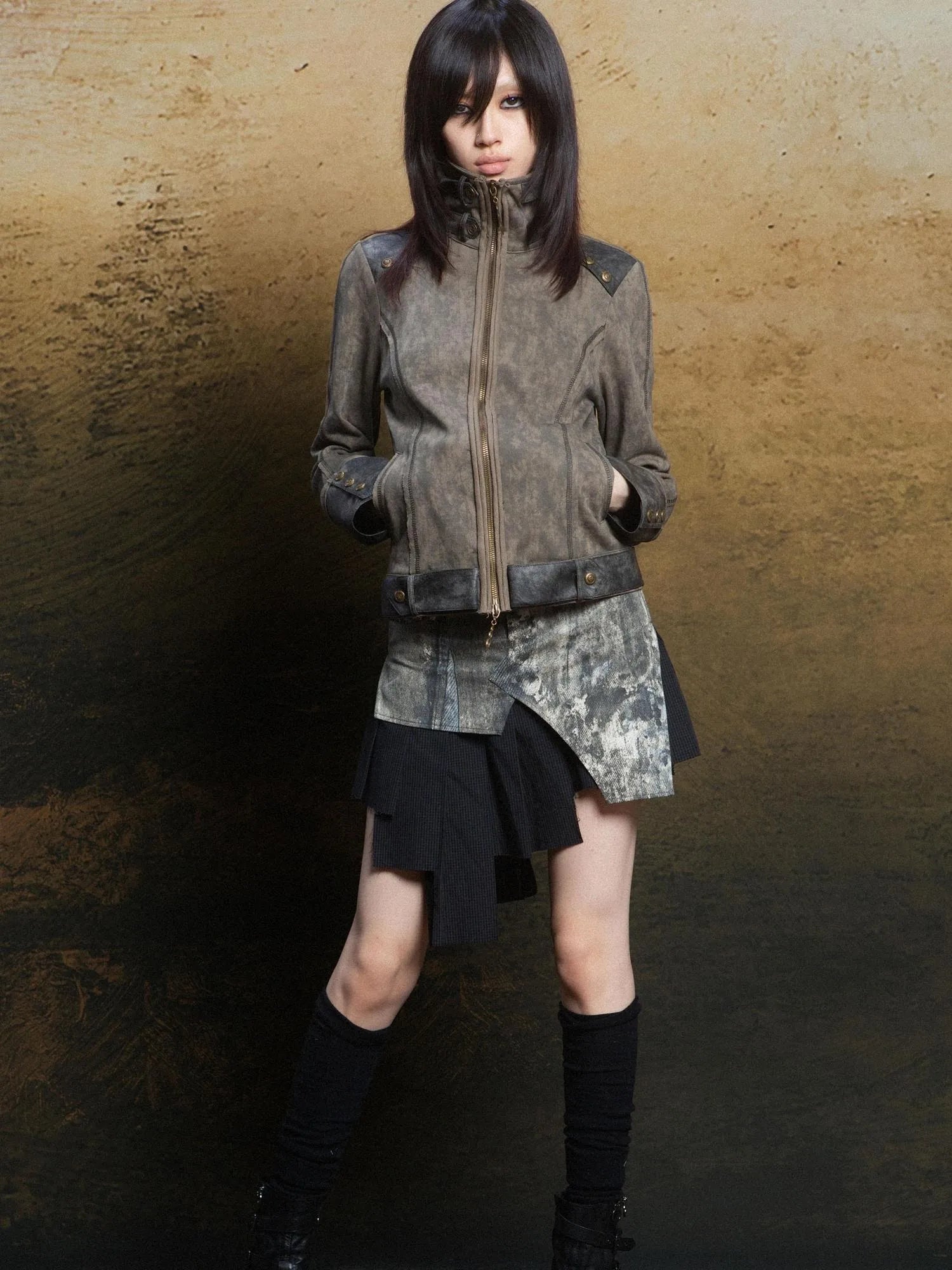 Rebel Edge Asym Cut Low Waist Punk Skirt