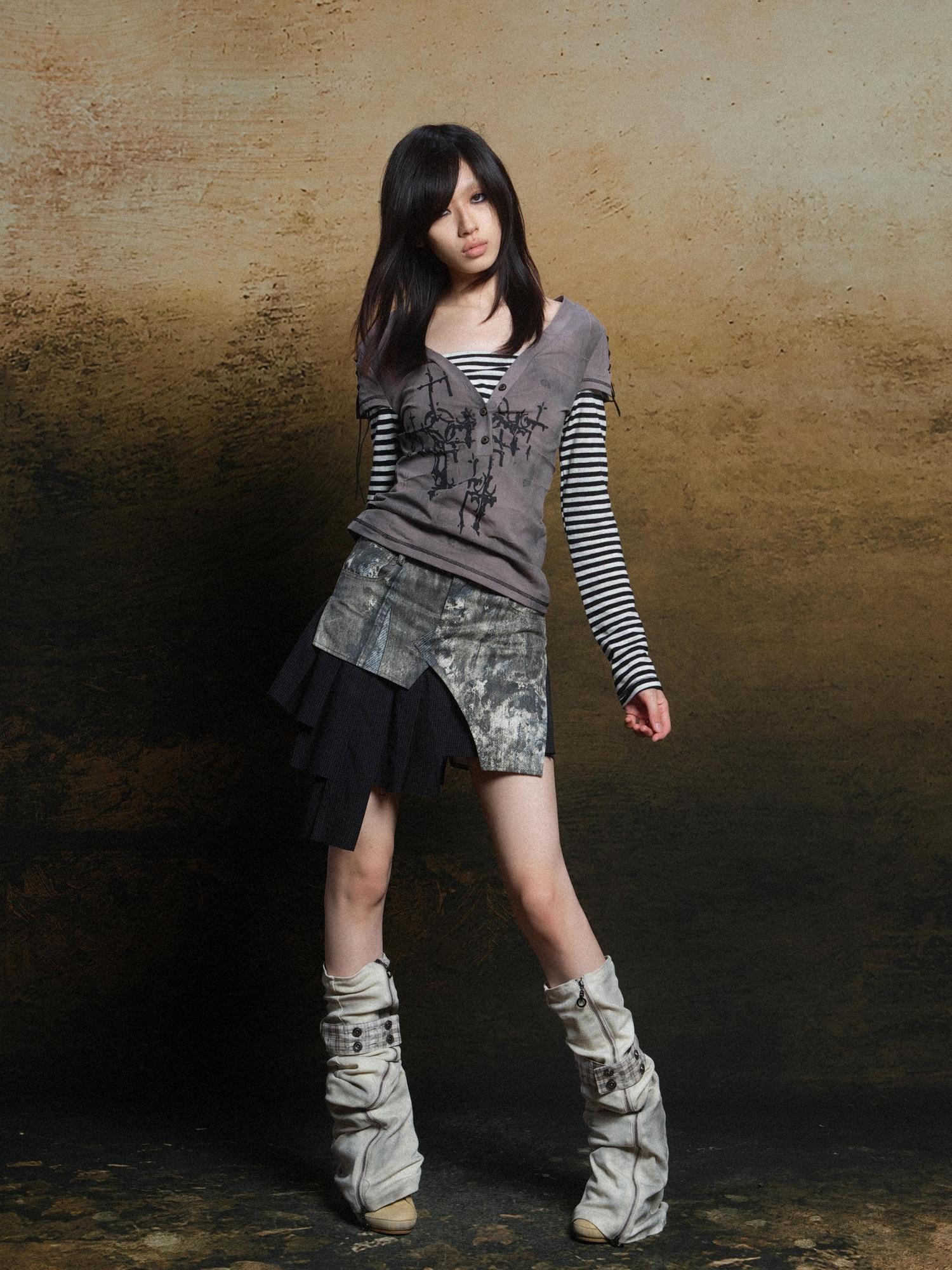ARIADNAw Rebel Edge Asym Cut Low Waist Punk Skirt