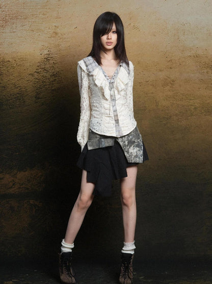 Rebel Edge Asym Cut Low Waist Punk Skirt