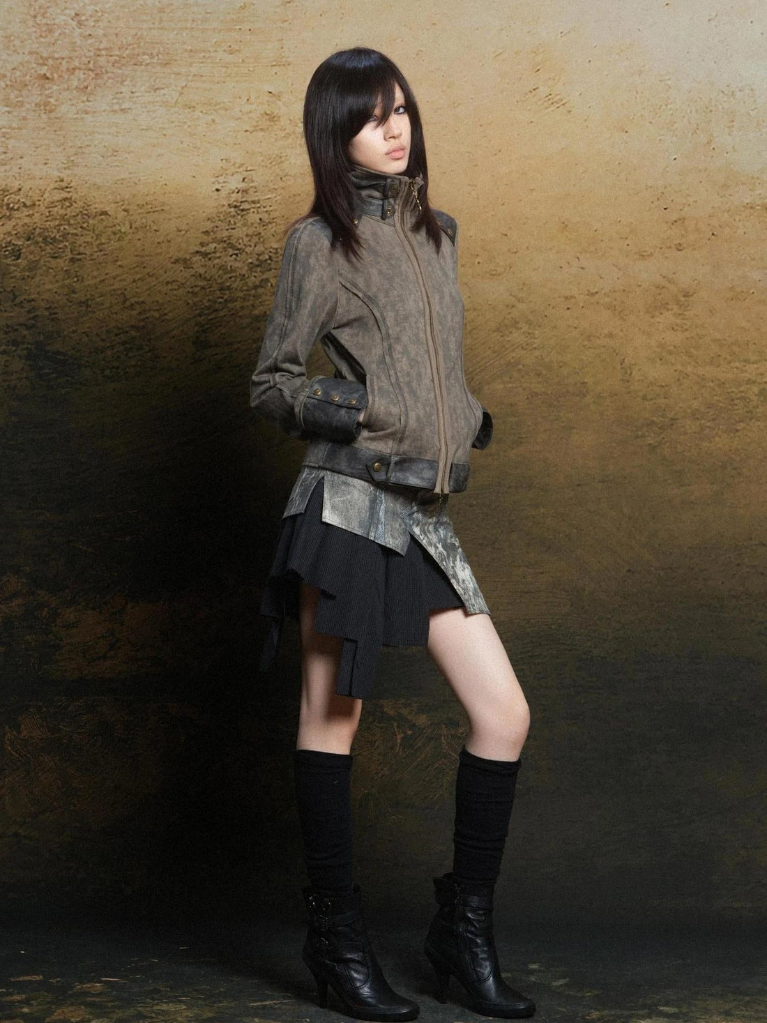 Rebel Edge Asym Cut Low Waist Punk Skirt