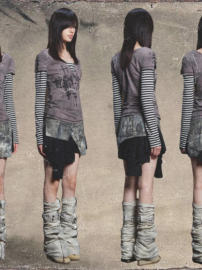 ARIADNAw Rebel Edge Asym Cut Low Waist Punk Skirt