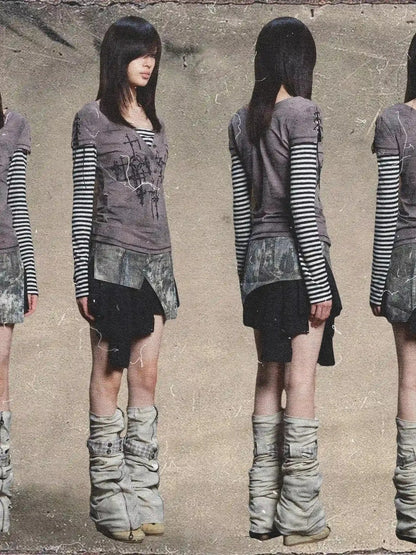 Rebel Edge Asym Cut Low Waist Punk Skirt