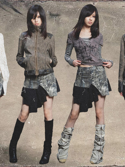 ARIADNAw Rebel Edge Asym Cut Low Waist Punk Skirt