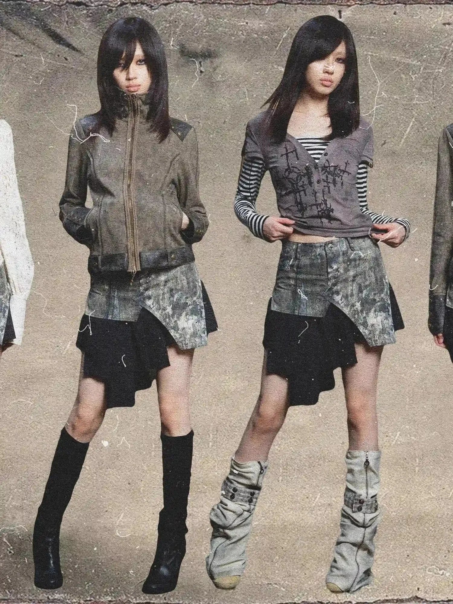 Rebel Edge Asym Cut Low Waist Punk Skirt