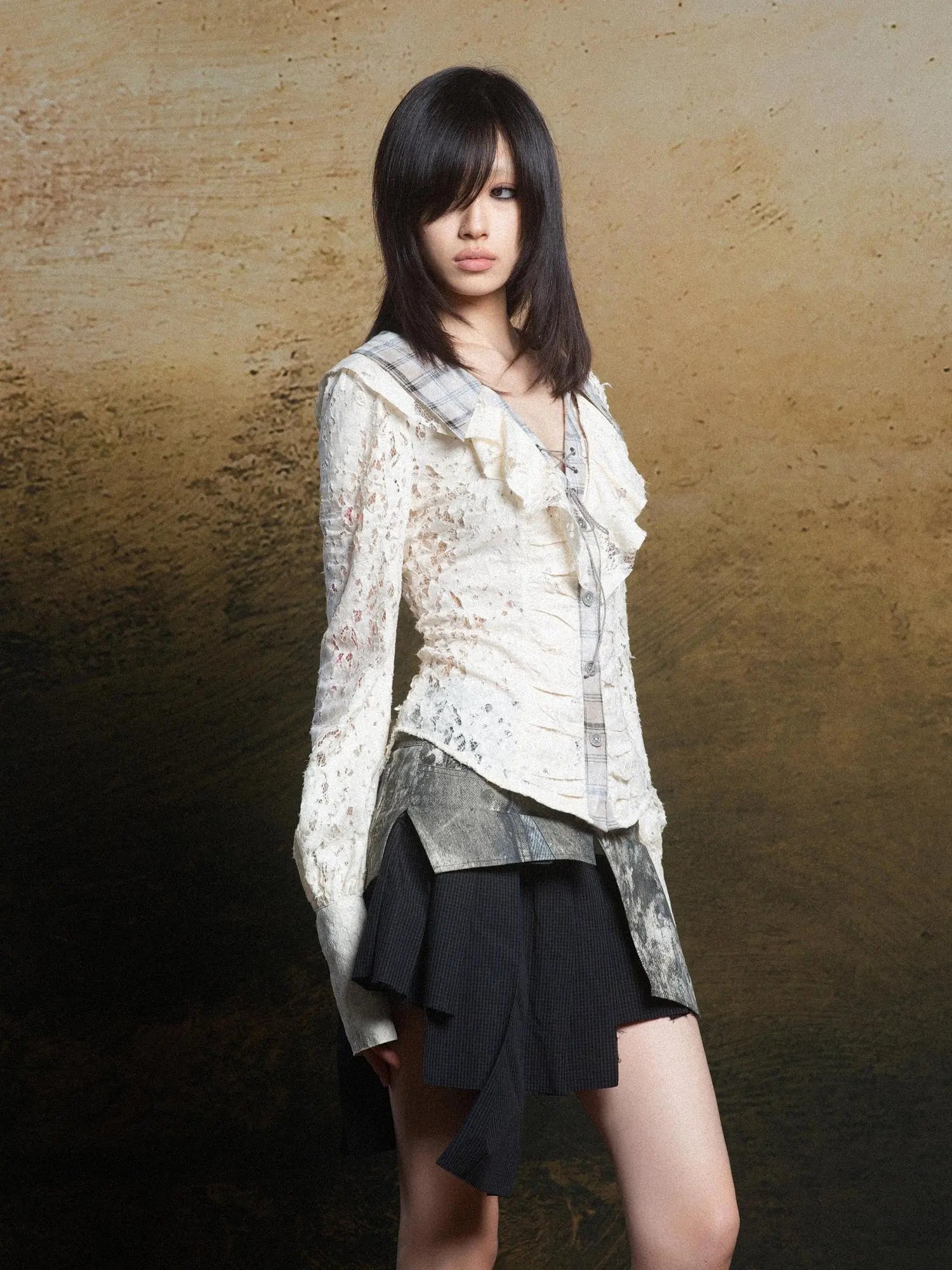 Rebel Edge Asym Cut Low Waist Punk Skirt