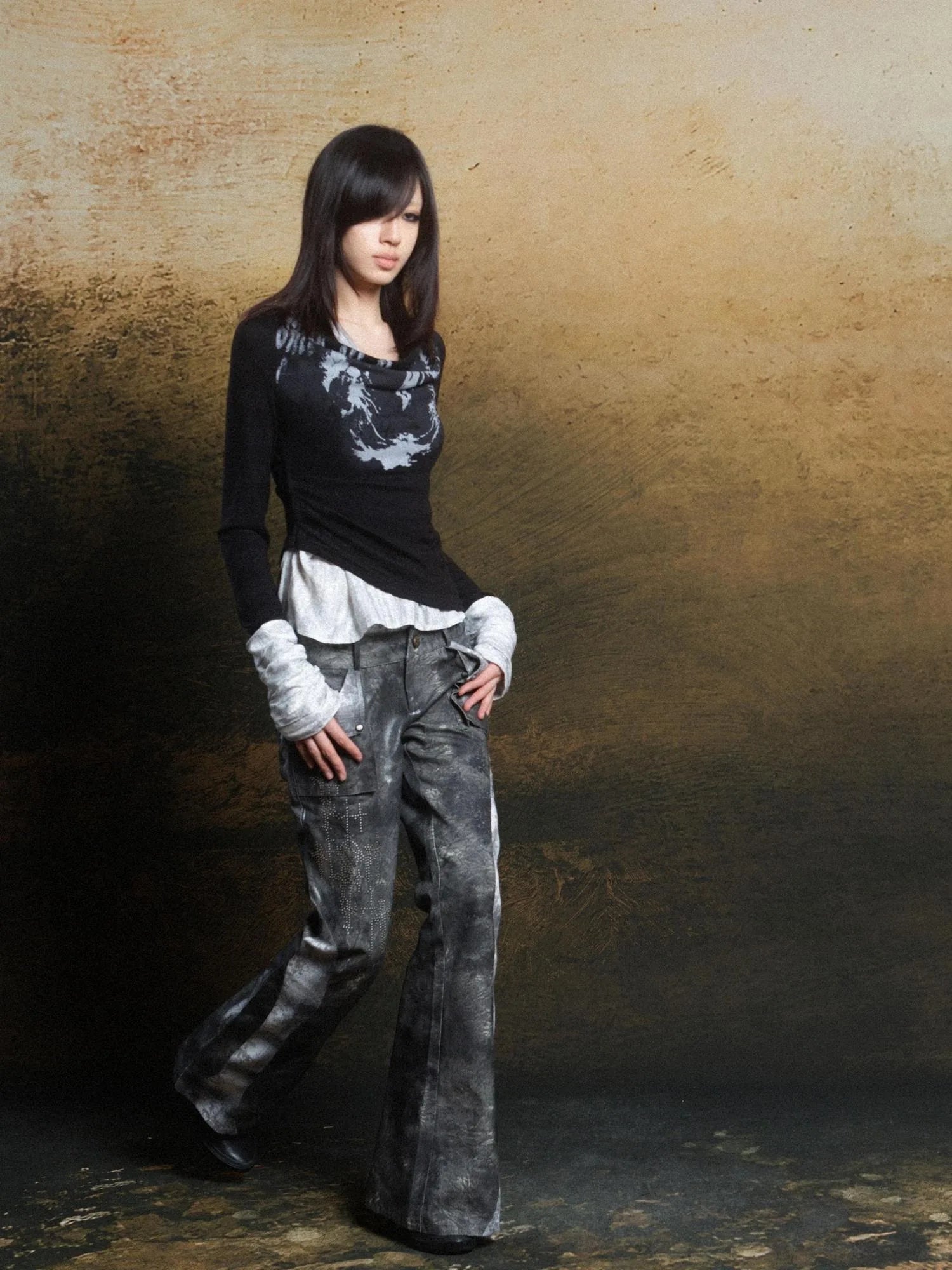 Rebel Knit Punk Swing Neckline Top