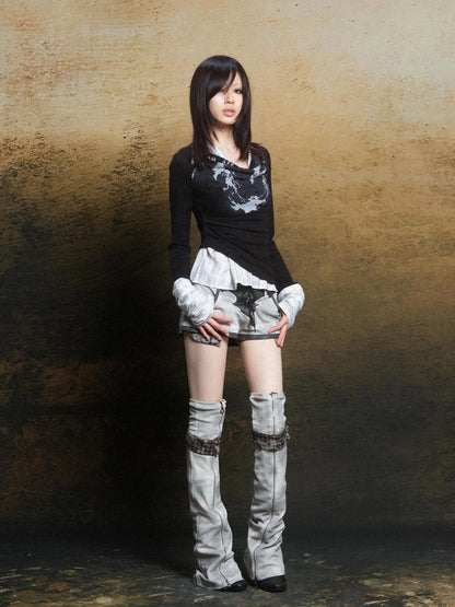 Rebel Knit Punk Swing Neckline Top