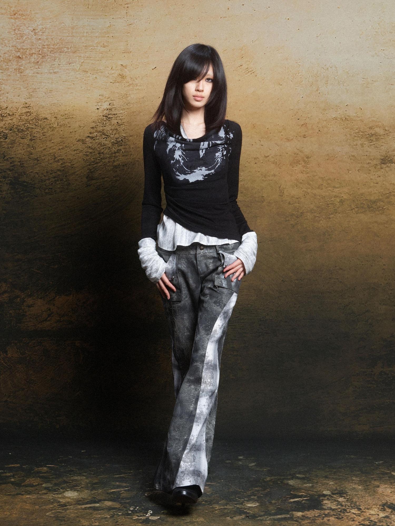 ARIADNAw Rebel Knit Punk Swing Neckline Top