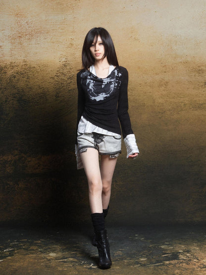 ARIADNAw Rebel Knit Punk Swing Neckline Top