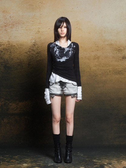 ARIADNAw Rebel Knit Punk Swing Neckline Top
