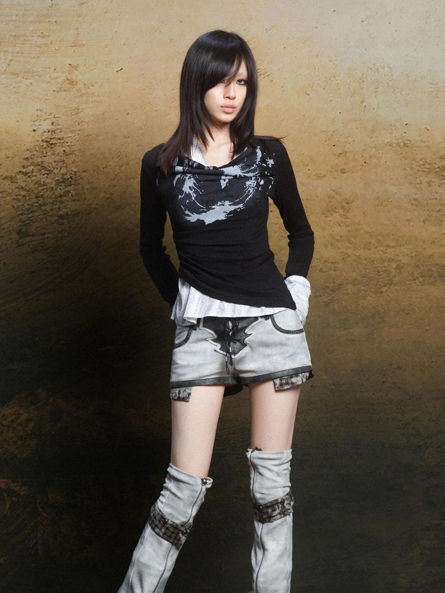 Rebel Knit Punk Swing Neckline Top