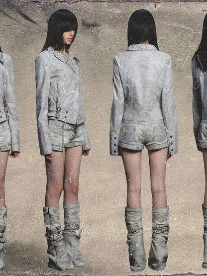 Rebel Punk Asymmetrical Pu Jacket Vintage Spring Edge