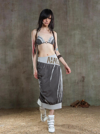 Reborn Flame Punk Multiway Diamond Low Waist Maxi Skirt